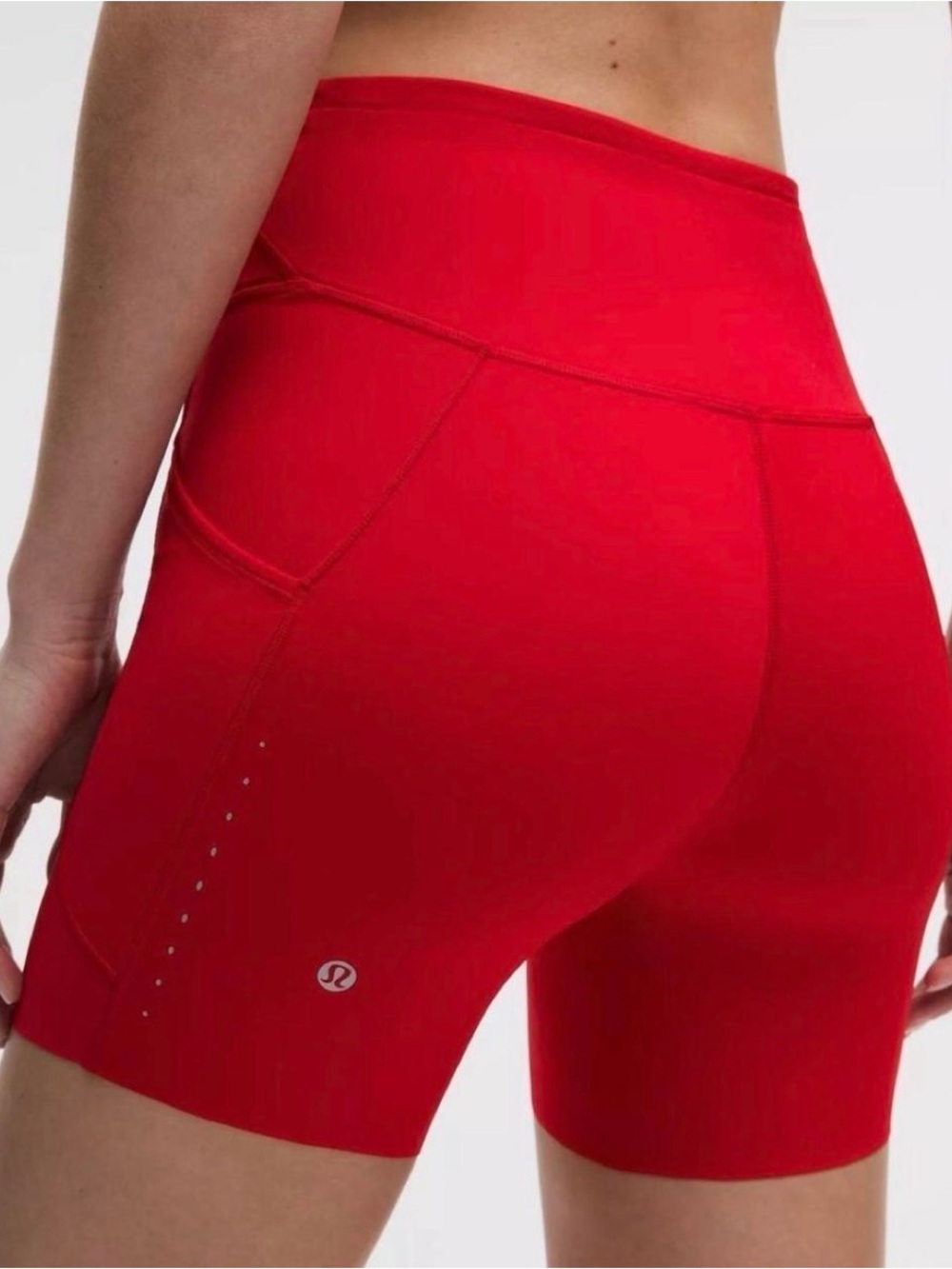 Lululemon Oxford Red Fast and Free High-Rise Biker Shorts 6” Inseam